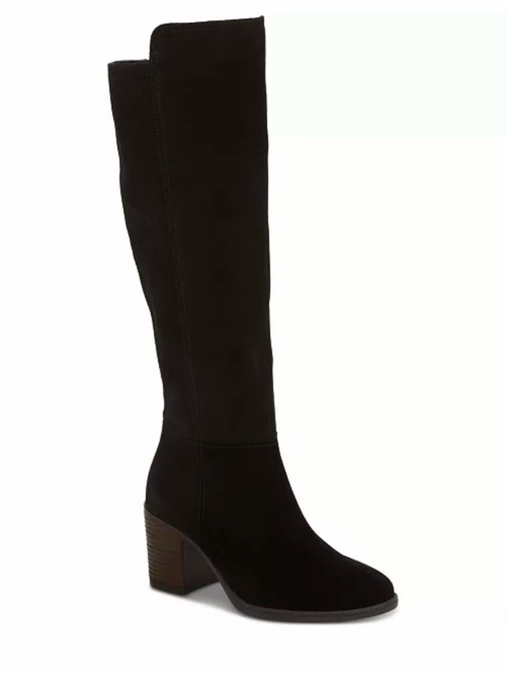 Lucky Brand Black Over-the-Knee Suede Boots with Block Heel